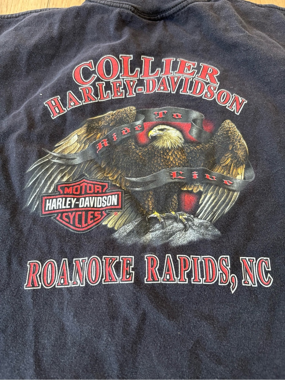 Collier Roanoke Rapids NC  Harley Davidson XL Tshirt Black  Eagle American Flag